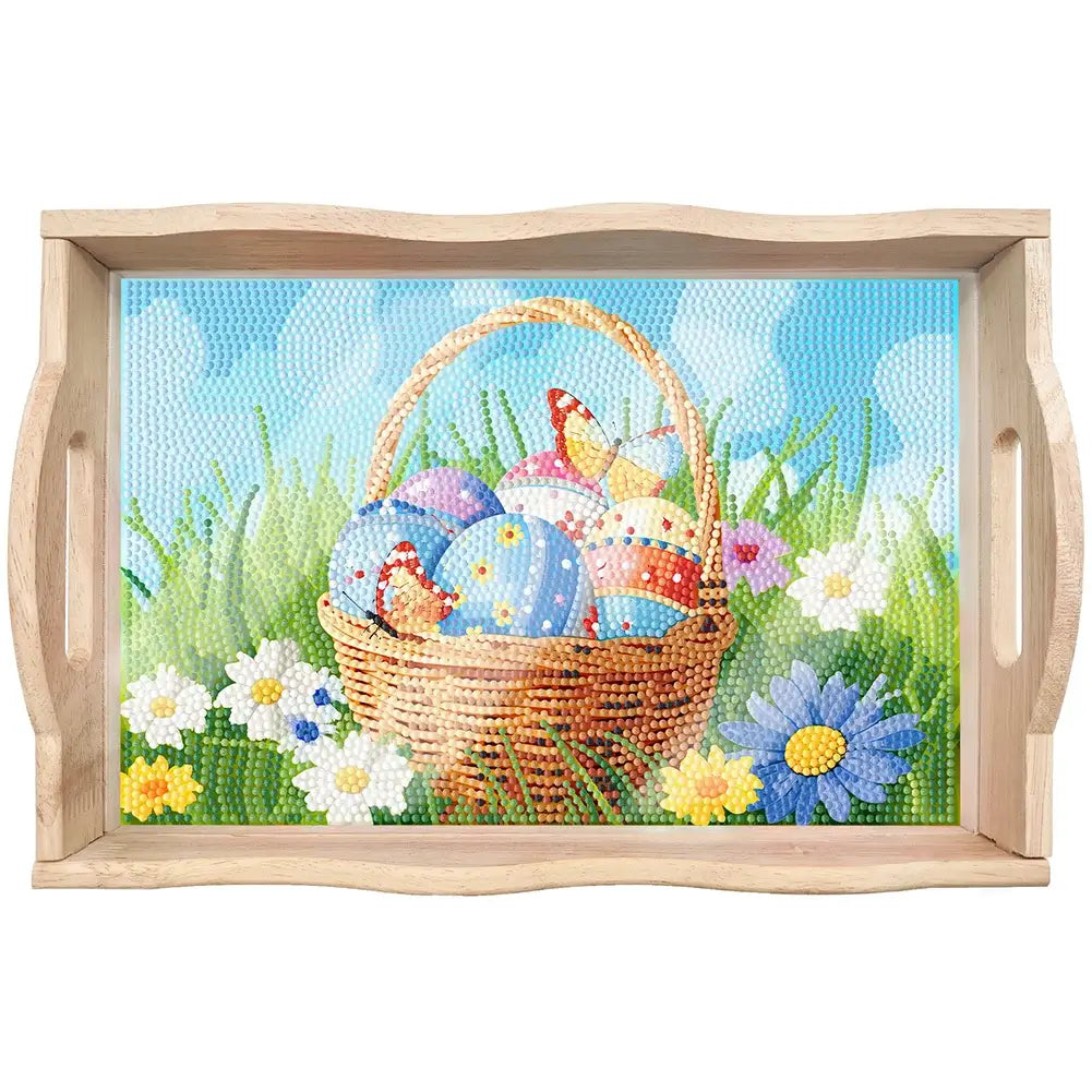 diy easter diamond painting decor wooden food tray kit