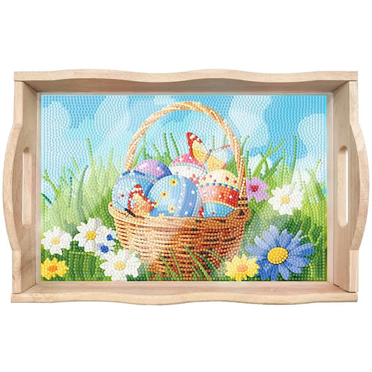 diy easter diamond painting decor wooden food tray kit