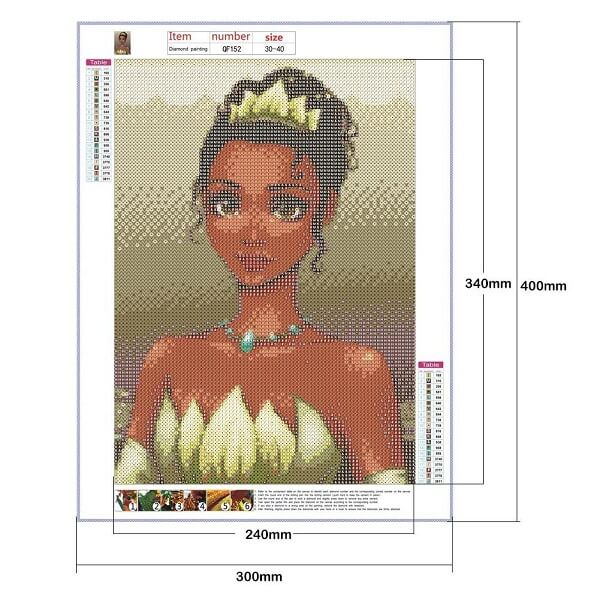 diy full drill tiana princess cross stitch diamond embroidery size