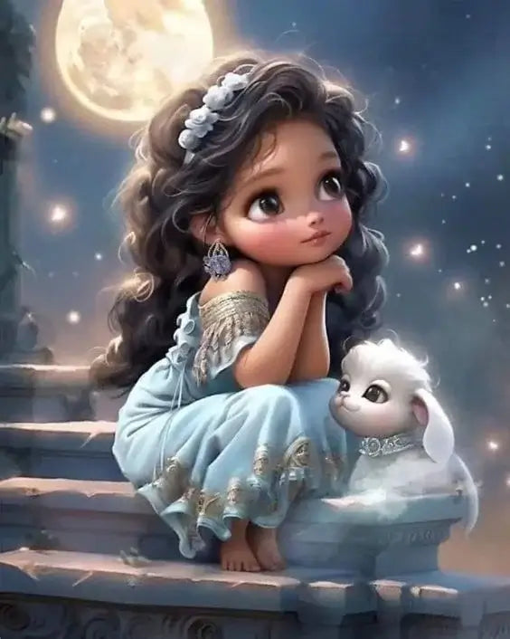 5D DIY Diamond Painting Kit - Full Round / Square - Girl and Sheep