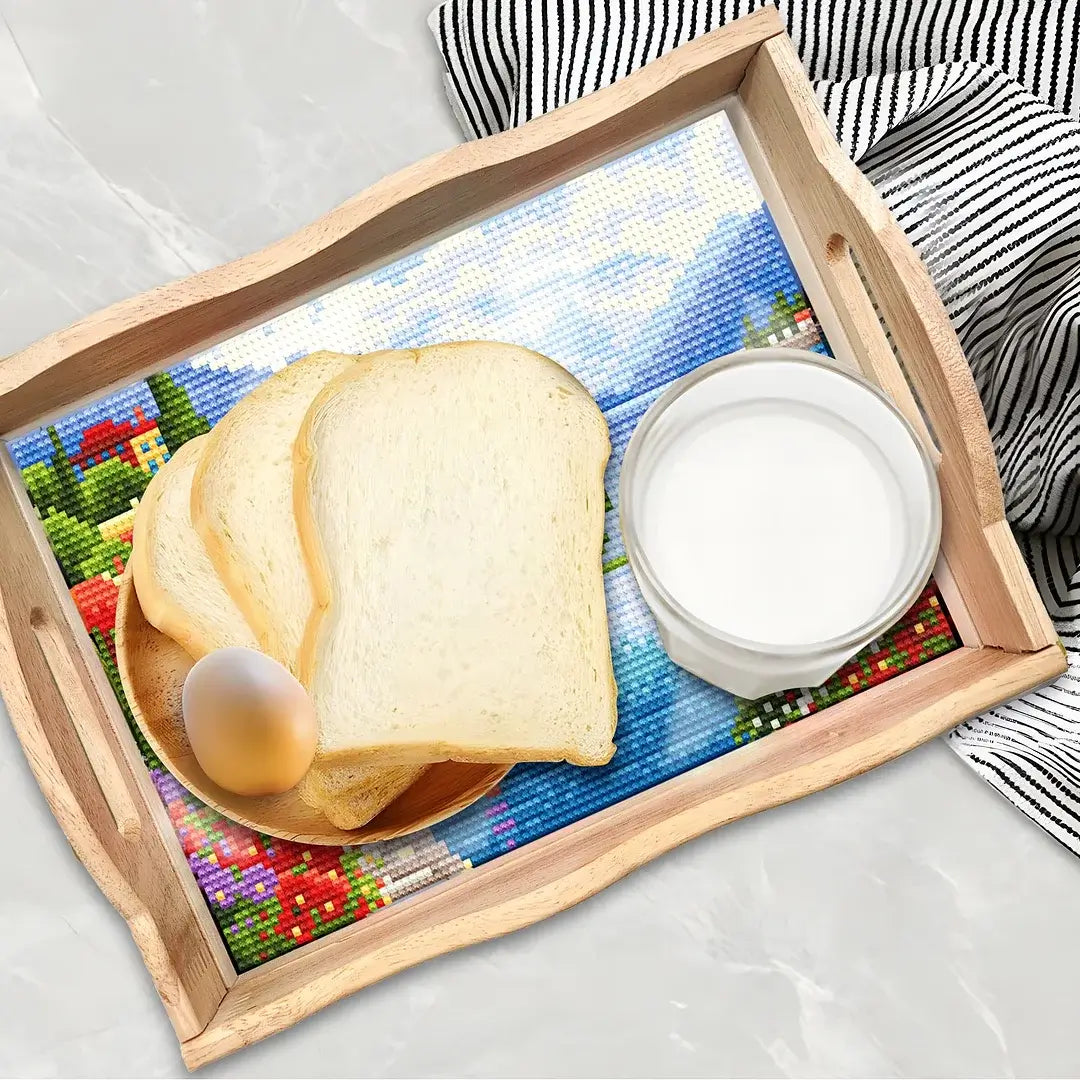 DIY Landscape Diamond Painting Decor Wooden Food Tray