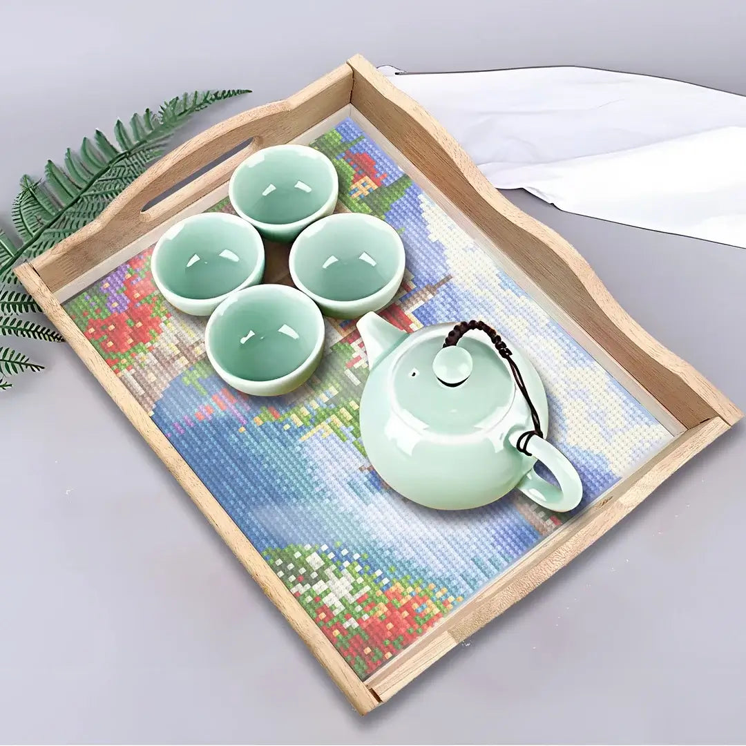 DIY Landscape Diamond Painting Decor Wooden Food Tray kIT