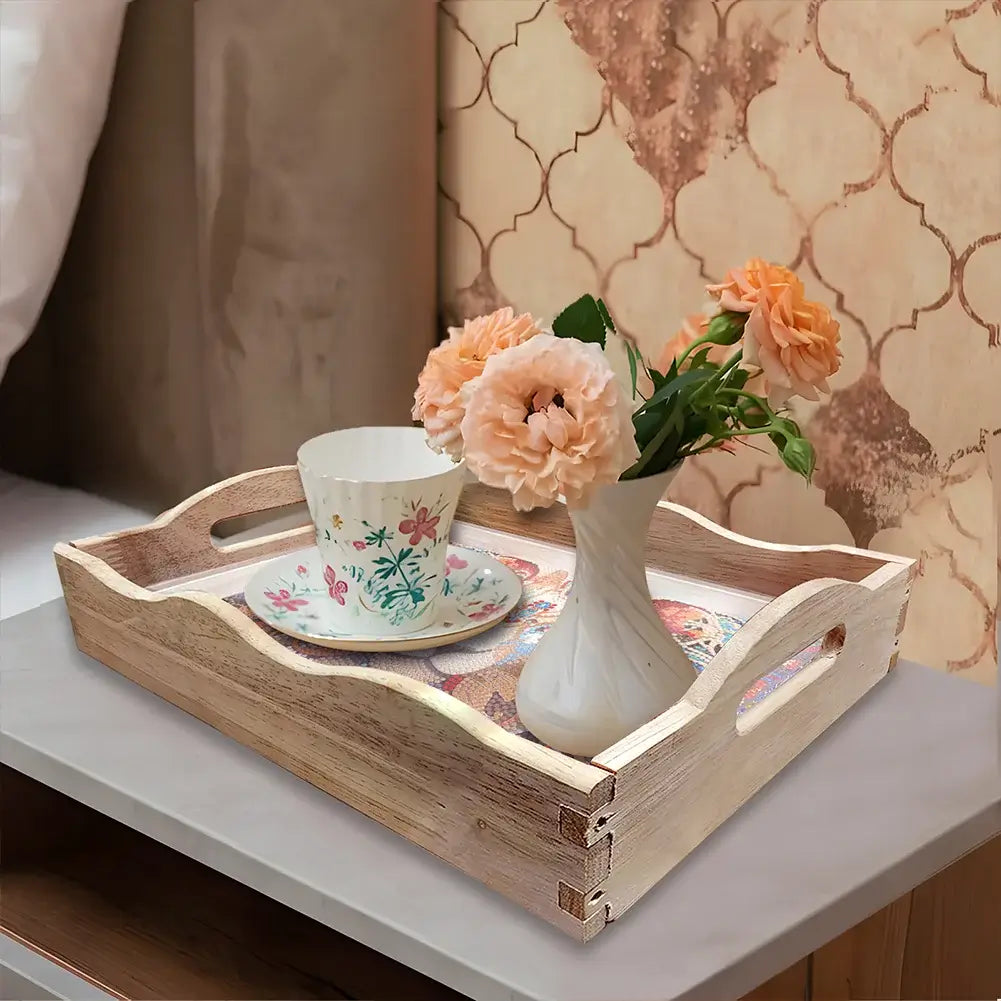 DIY Lion Diamond Painting Decor Wooden Food Tray 