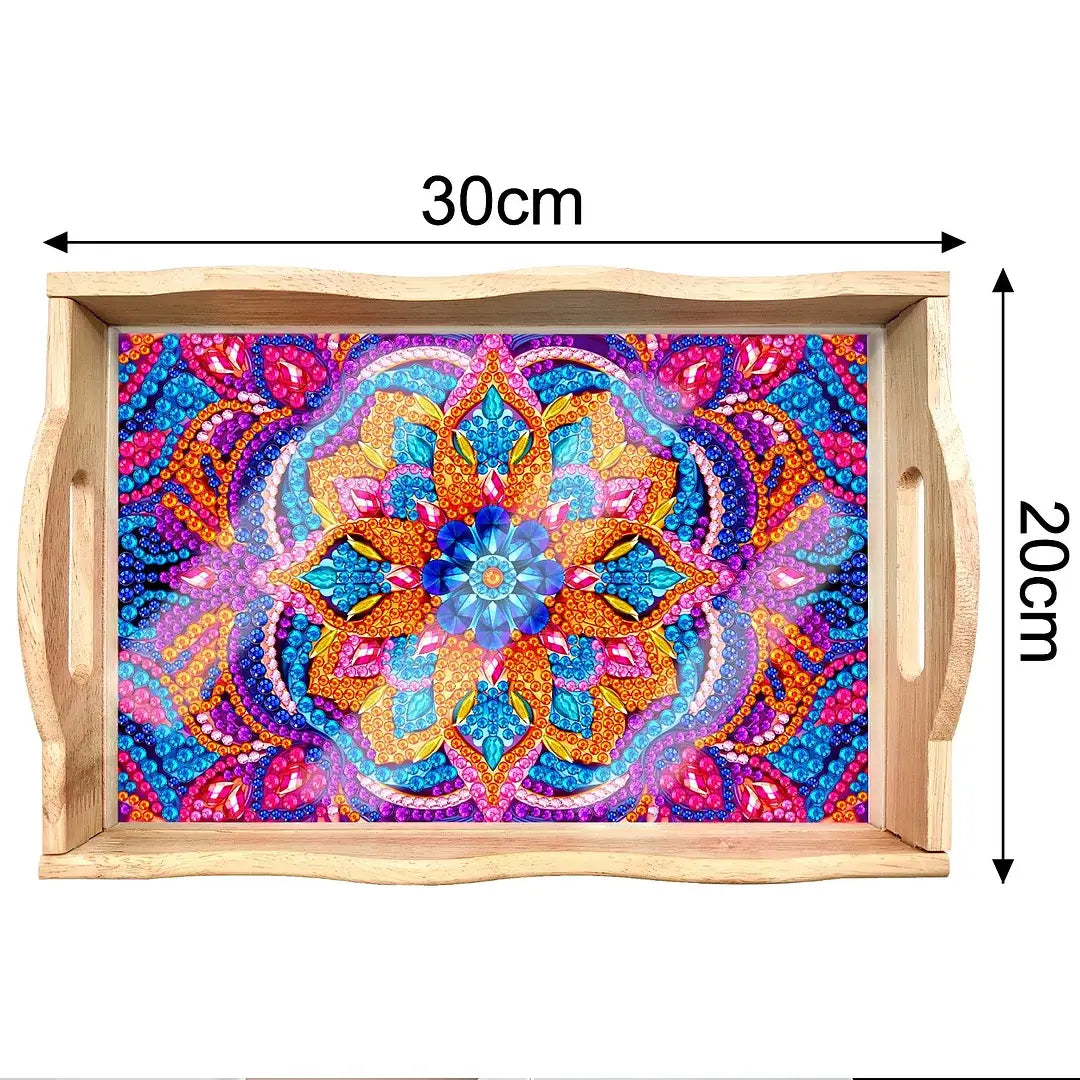 mandala diamond art decor wooden food serving tray SIZE