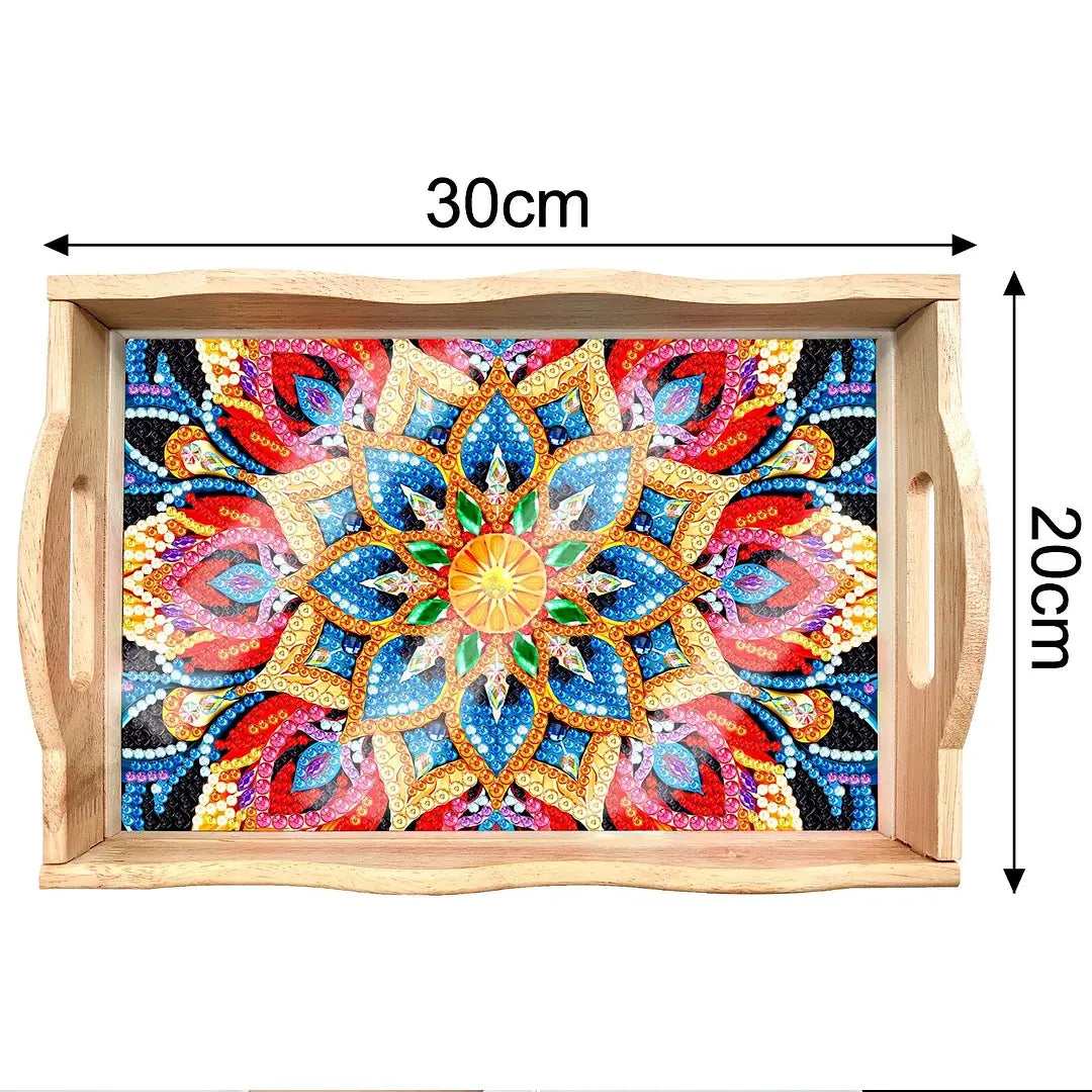 mandala diamond art decor wooden food tray kit size
