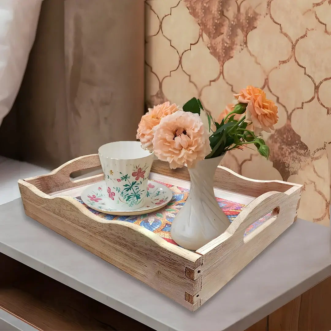 mandala diamond art decor wooden food serving tray kit