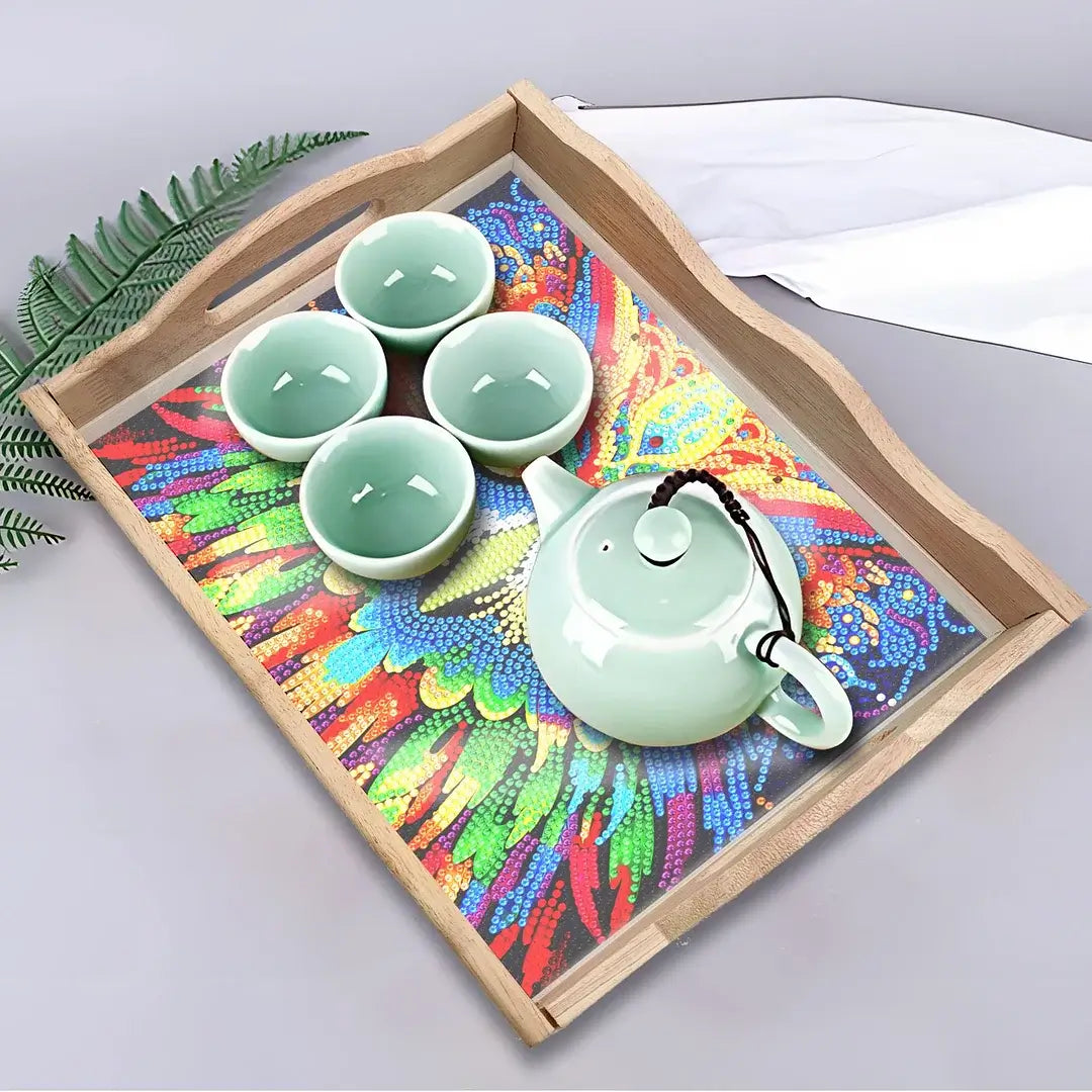 diy owl diamond painting decor wooden food tray kit
