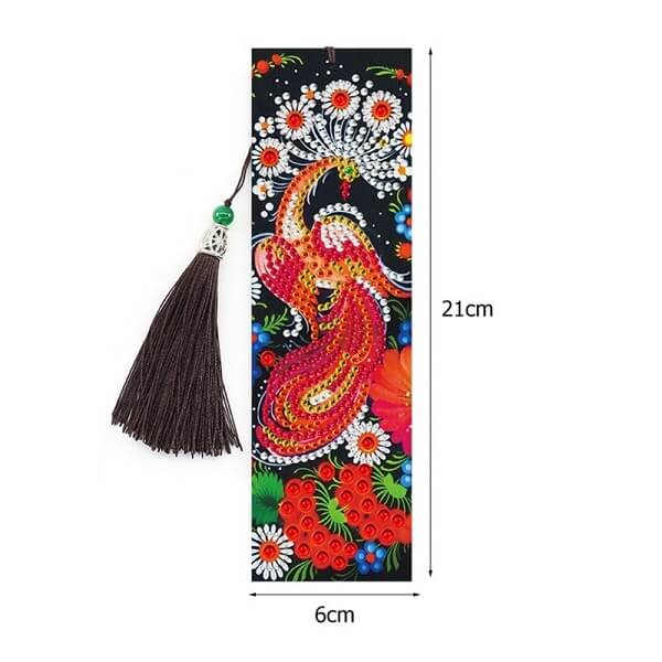 diy peacock diamond painting bookmark pu leather tassel size
