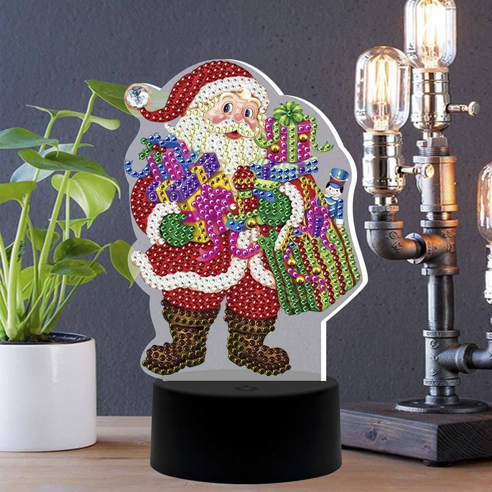 DIY Santa Claus Diamond Painting Led Table Lamp Ornament