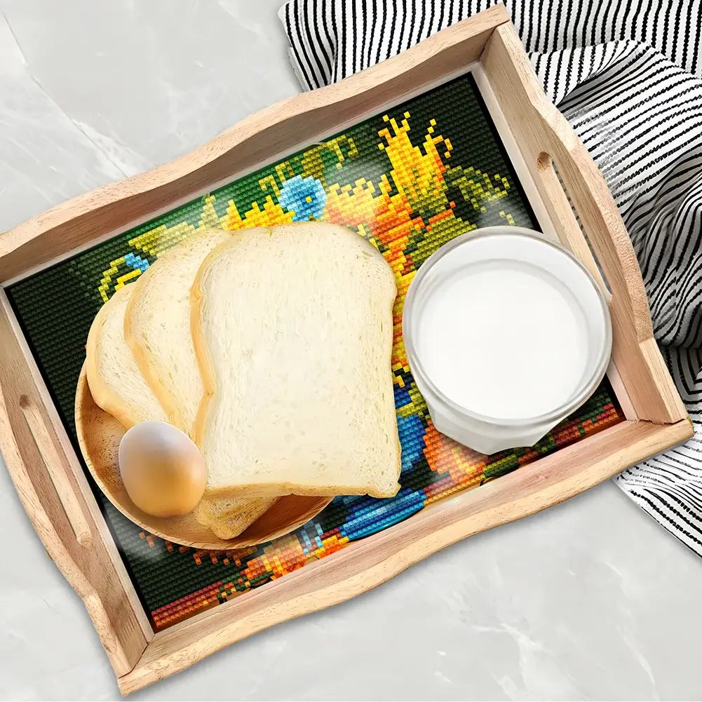 DIY Sunflower Diamond Painting Decor Wooden Tray kit
