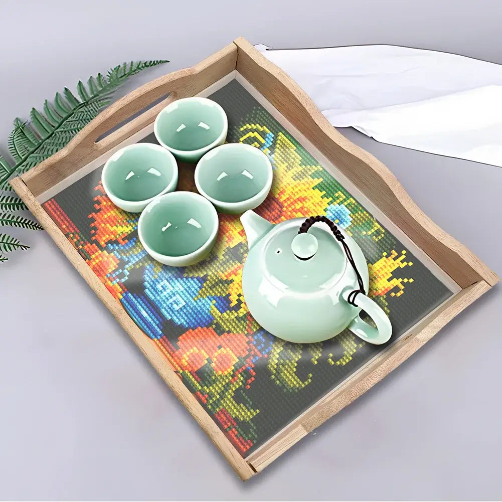 DIY Sunflower Diamond Painting Decor Tray