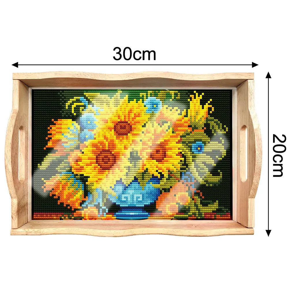 DIY Sunflower Diamond Painting Decor Wooden Tray Size