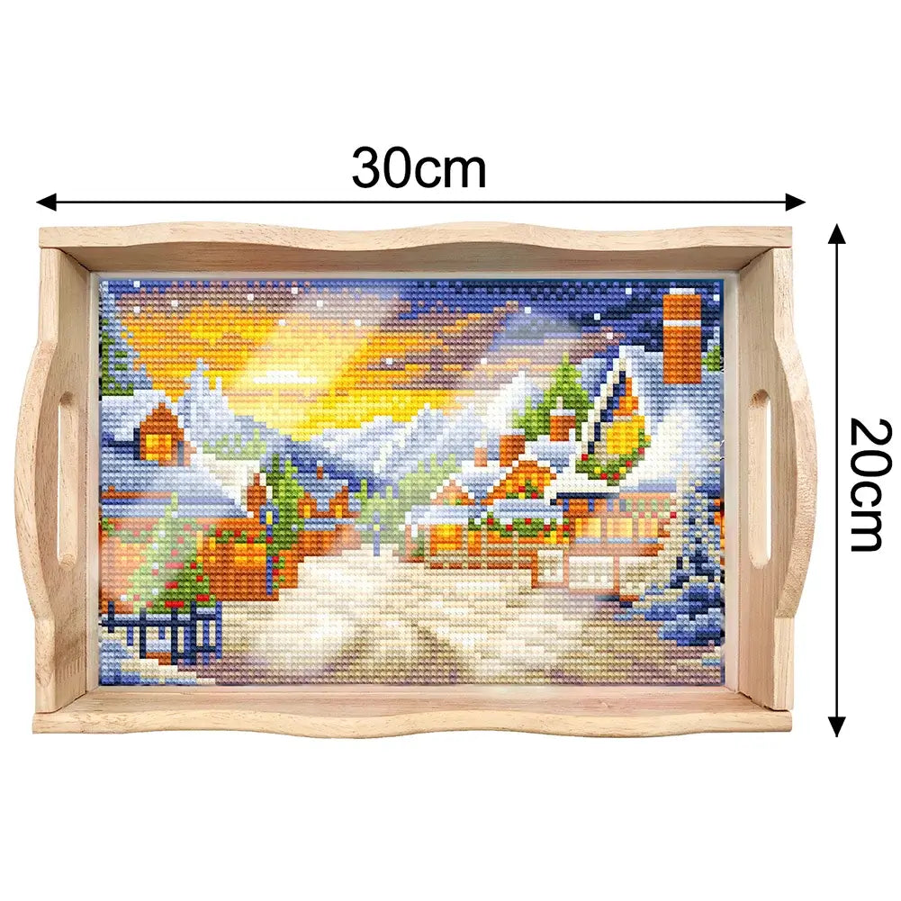 Winter DIY Diamond Painting Decor Wooden Food Tray Size