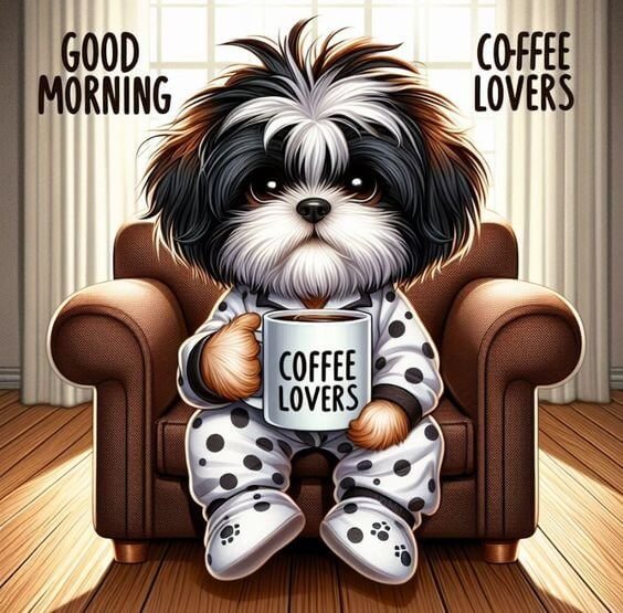 Dog Coffee Time Diamond Painting
