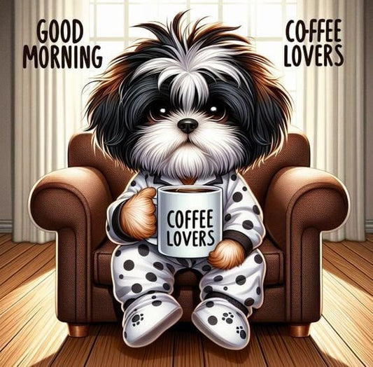 Dog Coffee Time Diamond Painting