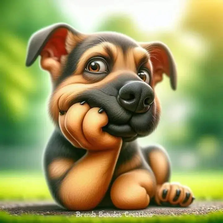 Dog Stroking Its Chin Diamond Painting 