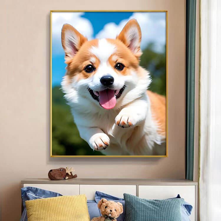 happy dog full drill diamond painting