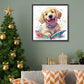 dog read book diamond  painting kit