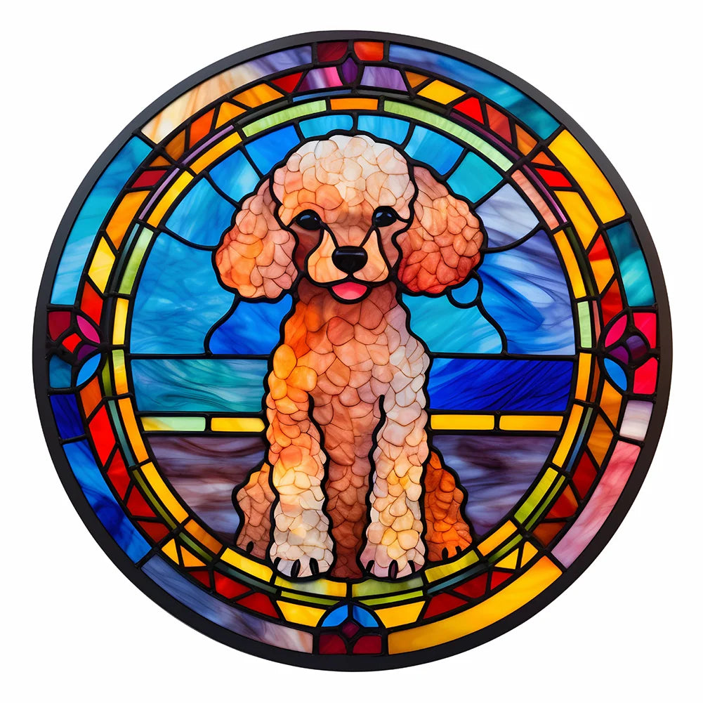 dog stained glass diamond painting art