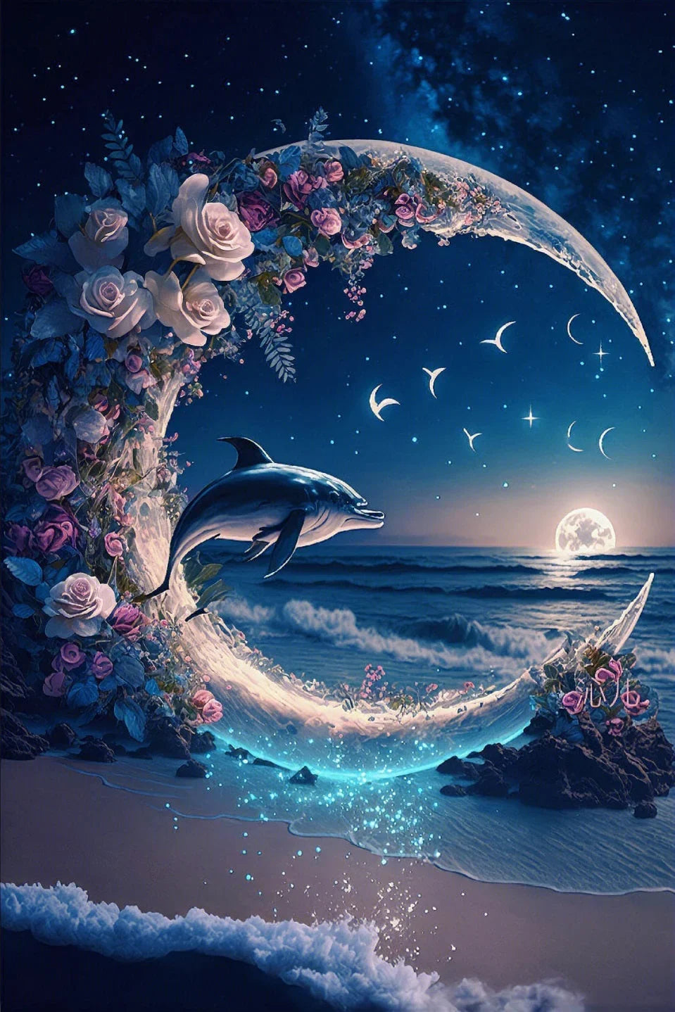 Dolphin Moon 5D DIY Diamond Painting