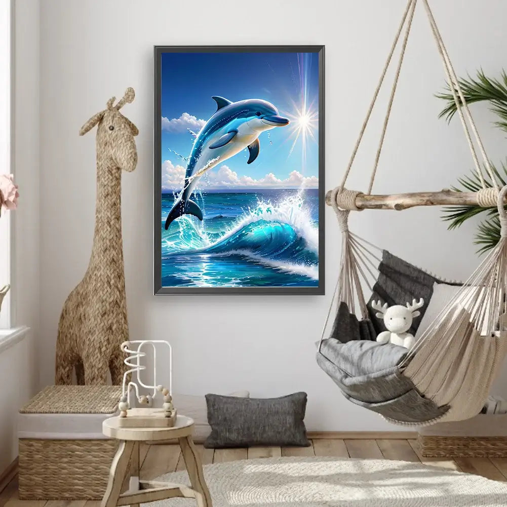 Jumping Dolphin Paint By Number Oil Painting