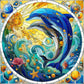 dolphin stained glass diamond painting