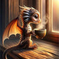 Dragon Drinks Coffee Diamond Art