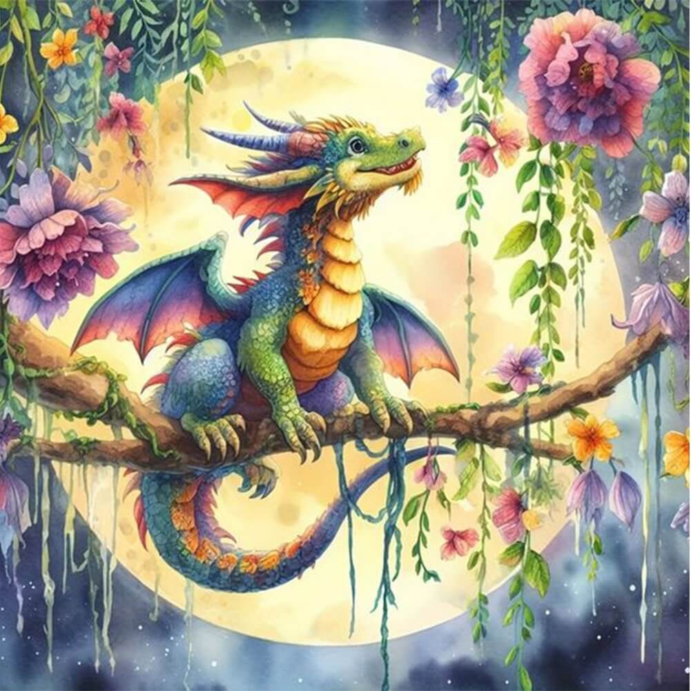 dragon on branch diamond art