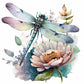 Diamond Painting - Full Round / Square - Gragonfly & Flower A