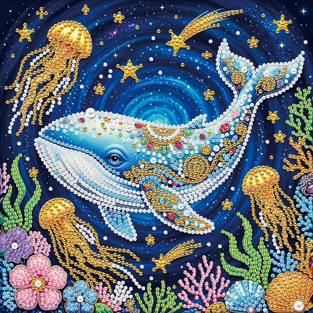 DIY Pearl Painting With Frame - Handmade Self-Adhesive Pearls - Shark (25*25cm)