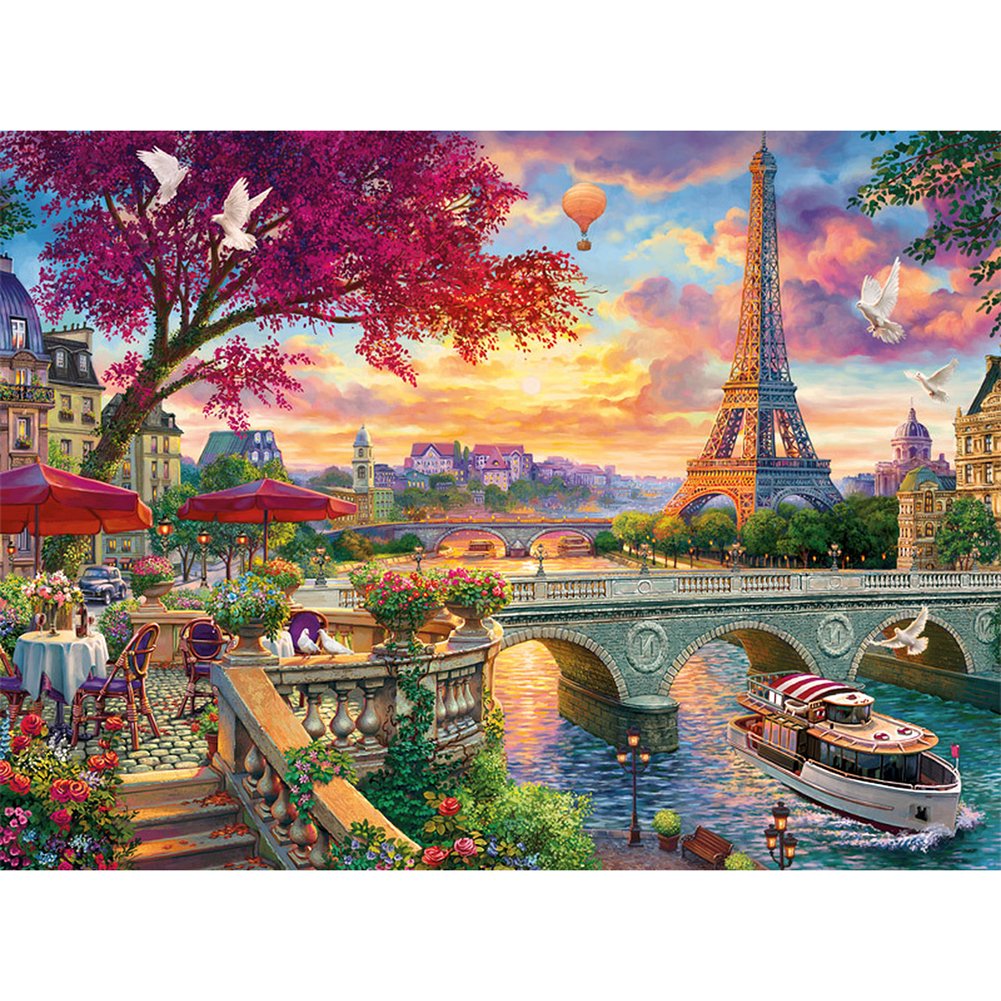 5D Diy Diamond Painting Kit Full Round Beads Eiffel Tower