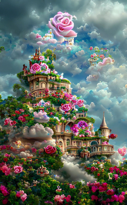 Full Round/Square Diamond Painting Kits | Rose Castle A 40x70cm 50x80cm