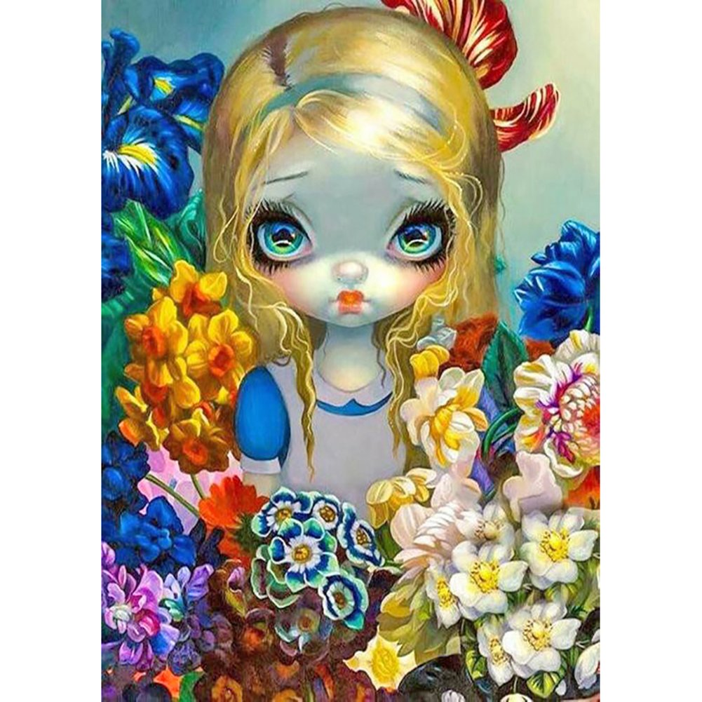 5D Diy Diamond Painting Kit Full Round Beads Big Eyes Doll