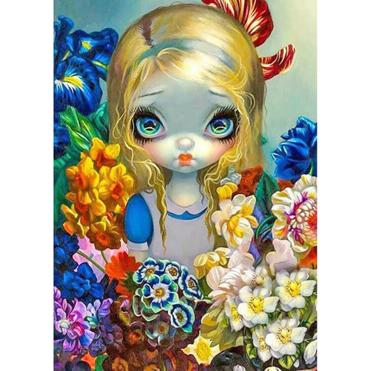 5D Diy Diamond Painting Kit Full Round Beads Big Eyes Doll