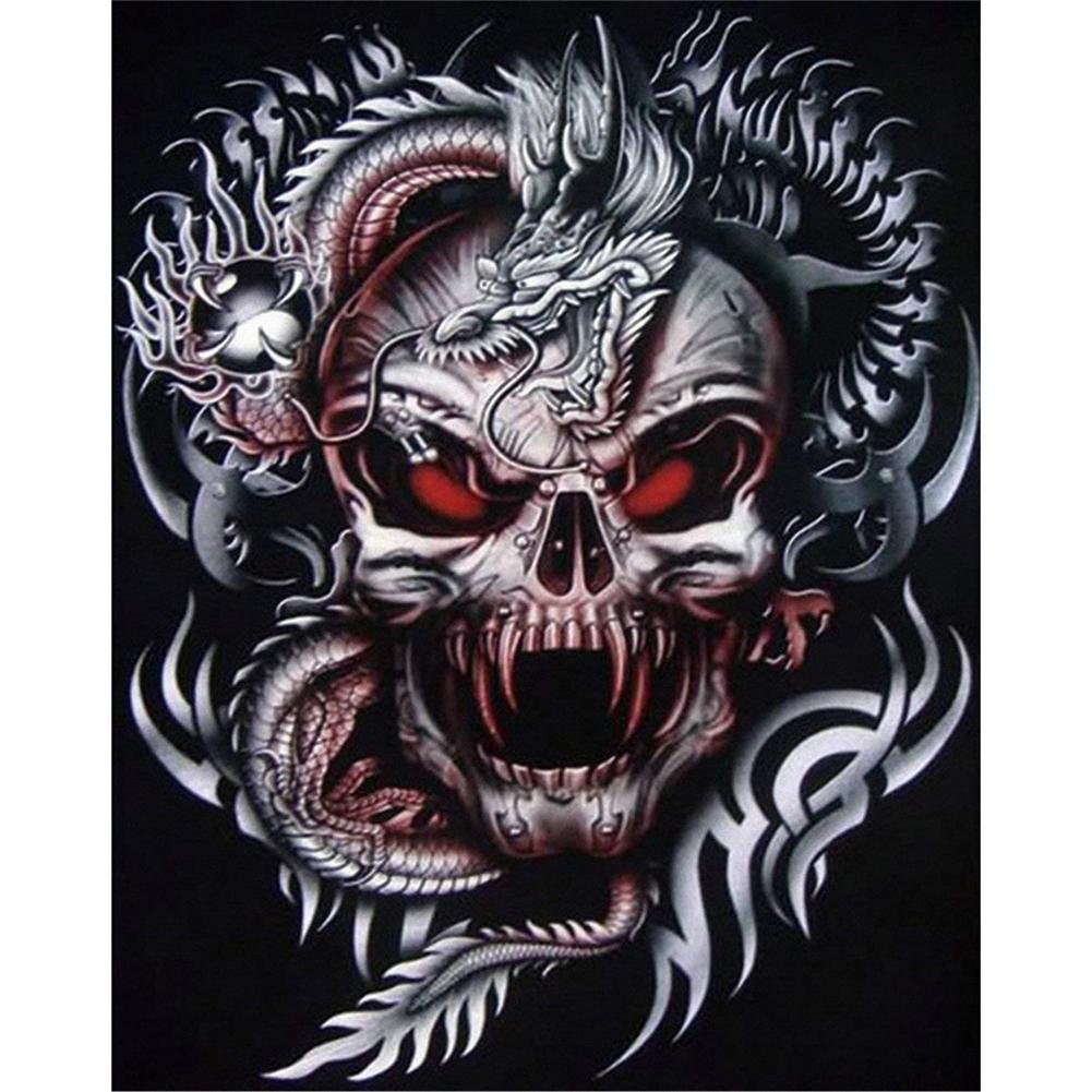 5D Diy Diamond Painting Kit Full Round Beads Novelty Skull