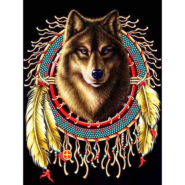 Wolf Dreamcatcher Diamond Mosaic Embroidery Kit