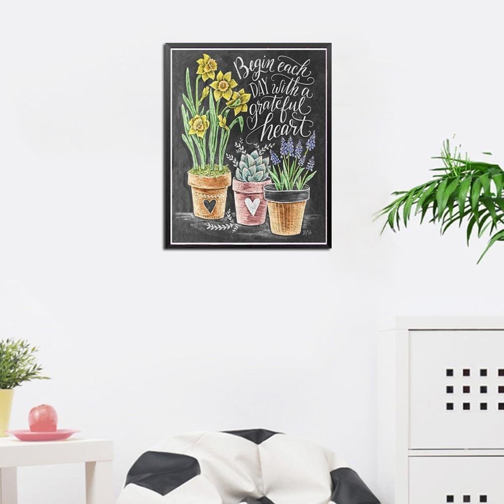 Diamond Painting - Full Round - Flower Pot Blackboard