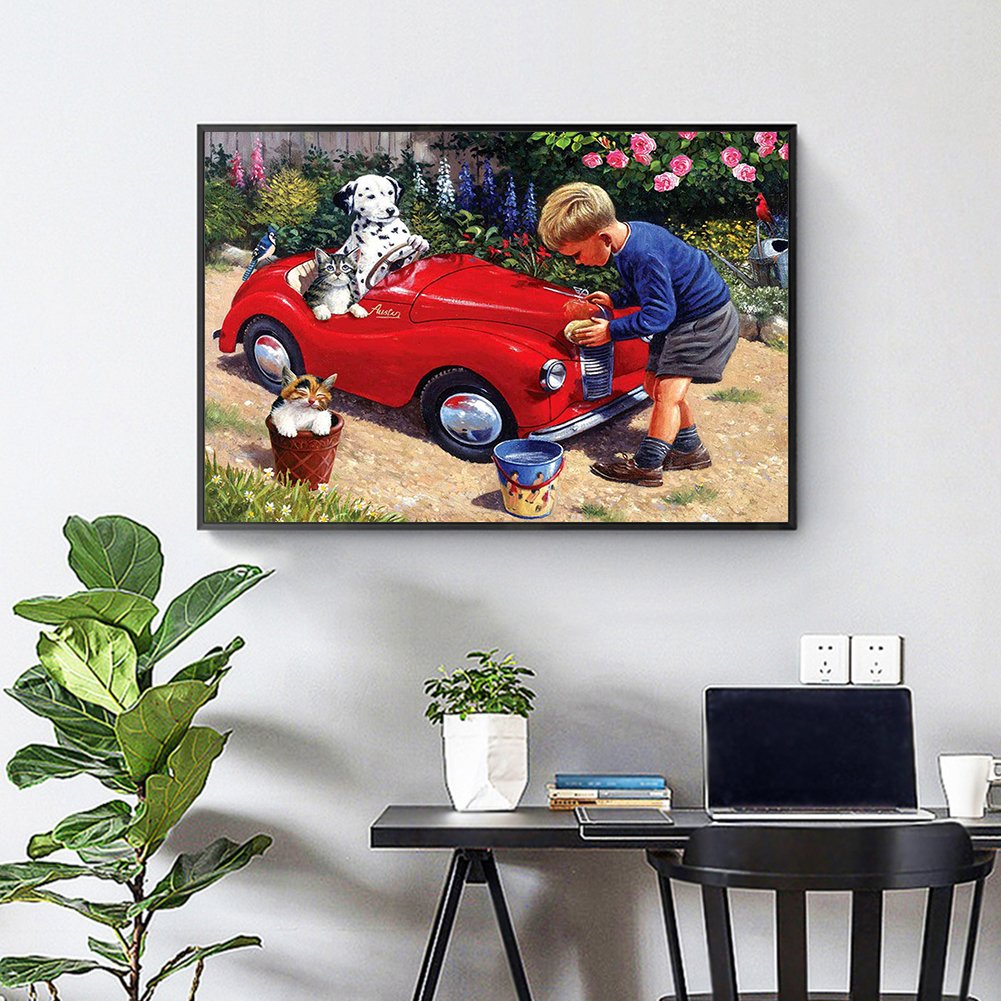 Diamond Painting - Full Round - Red Car D