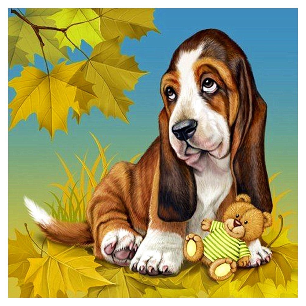 11ct Stamped Cross Stitch Dog And Bear Doll (36*36cm)