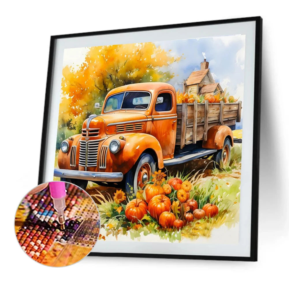Diamond Painting - Full Round / Square - Autumn Pumpkin Car