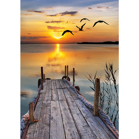 5D Diy Diamond Painting Kit Full Round Beads Coast Sunset