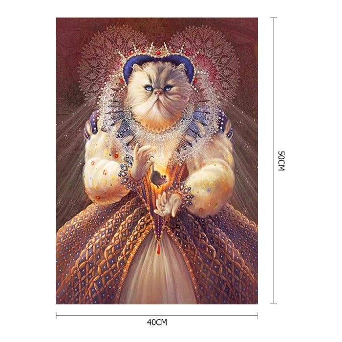 Painting By Numbers Kit DIY Lady Cat Mouse Hand Painted Canvas Oil Art Picture