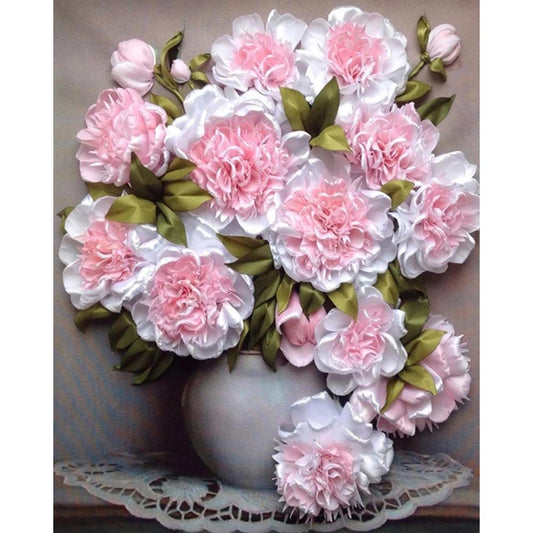 5D Diy Diamond Painting Kit Full Round Beads Pink Flower