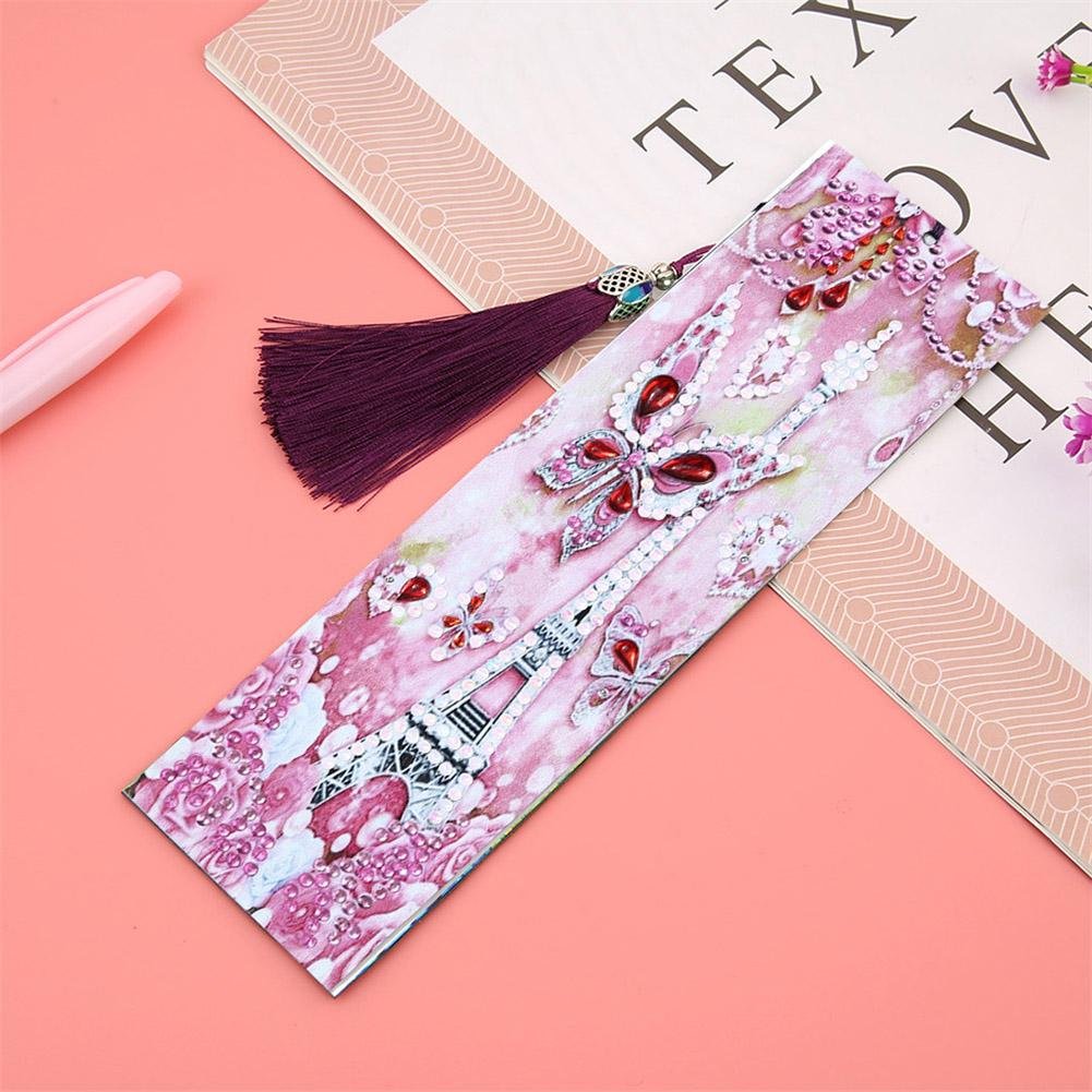 DIY Special Shaped Diamond Painting Creative Leather Tassel Bookmark
