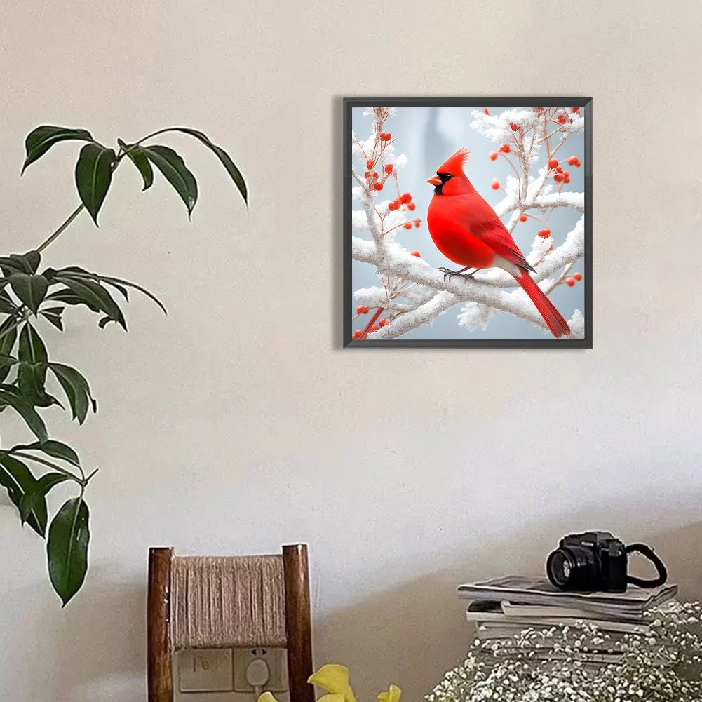 Diamond Painting - Full Round / Square - Red Cardinal In Branch