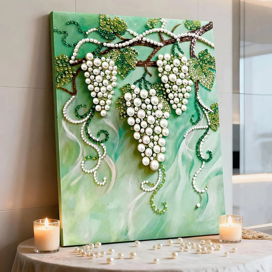 DIY Pearl Painting With Frame - Handmade Self-Adhesive Pearls - Grape (40*50cm)