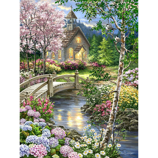 5D Diy Diamond Painting Kit Full Round Beads House Bridge
