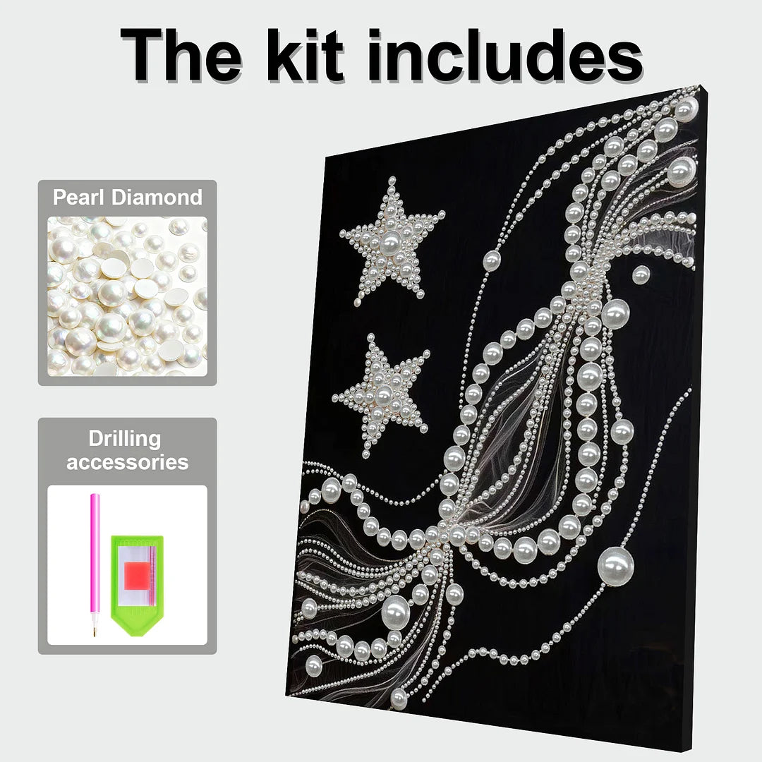DIY Pearl Painting With Frame - Handmade Self-Adhesive Pearls - Starry Silk (30*40cm) C