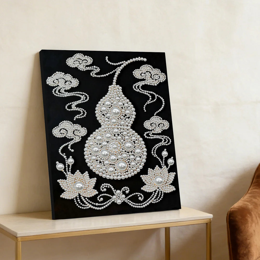 DIY Pearl Painting With Frame - Handmade Self-Adhesive Pearls - Gourd (30*40cm)