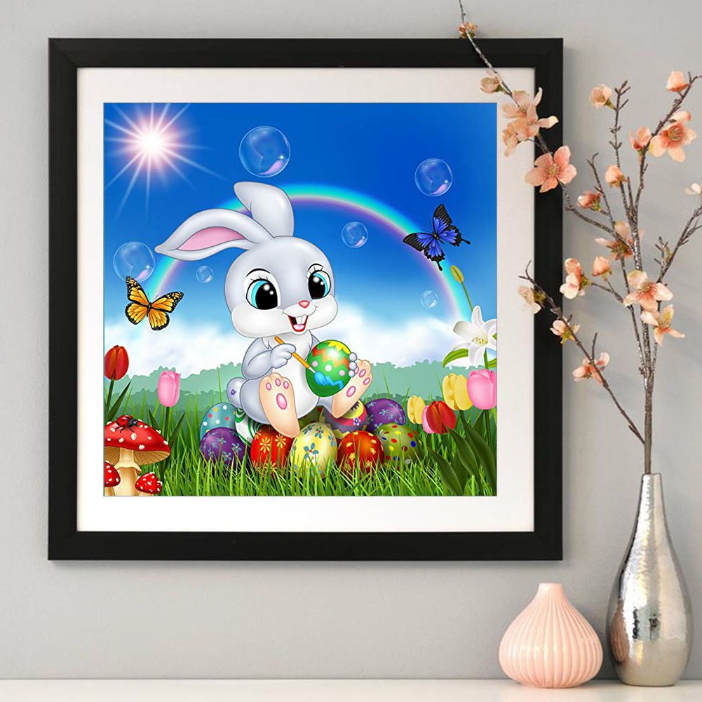 Diamond Painting - Full Round -Easter Bunny Rainbow
